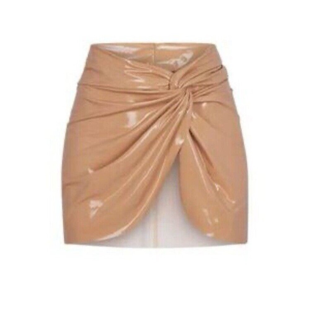 SKIMS Mini Skirt in Nude Tan Patent